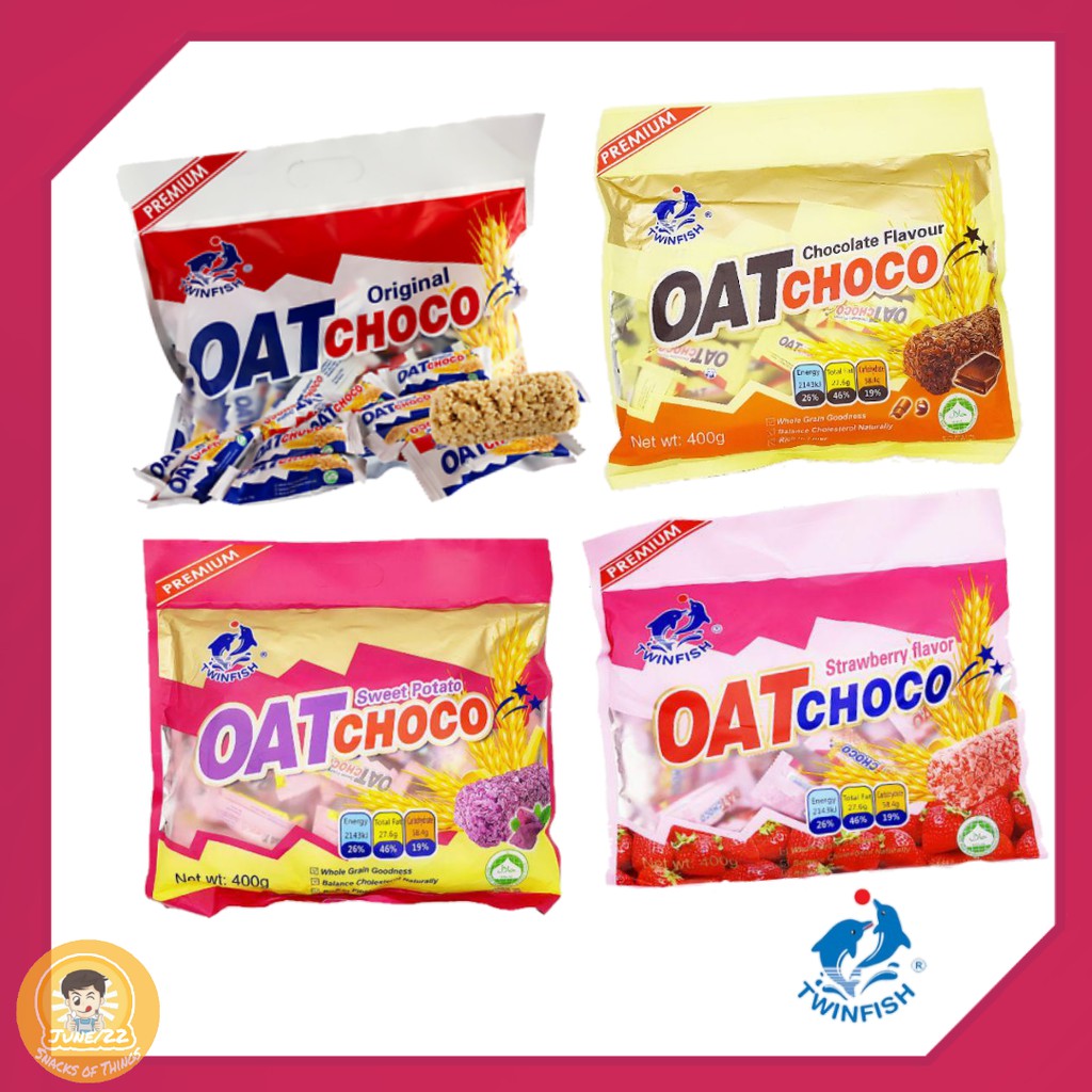 ภาพหน้าปกสินค้าสุดฮิต Oat choco (Twinfish) ข้าวโอ๊ตอัดแท่ง ขนมข้าวโอ๊ต โอ๊ตบาร์ ขนมมาเลเซีย สินค้านำเข้า/การันตีของแท้ %