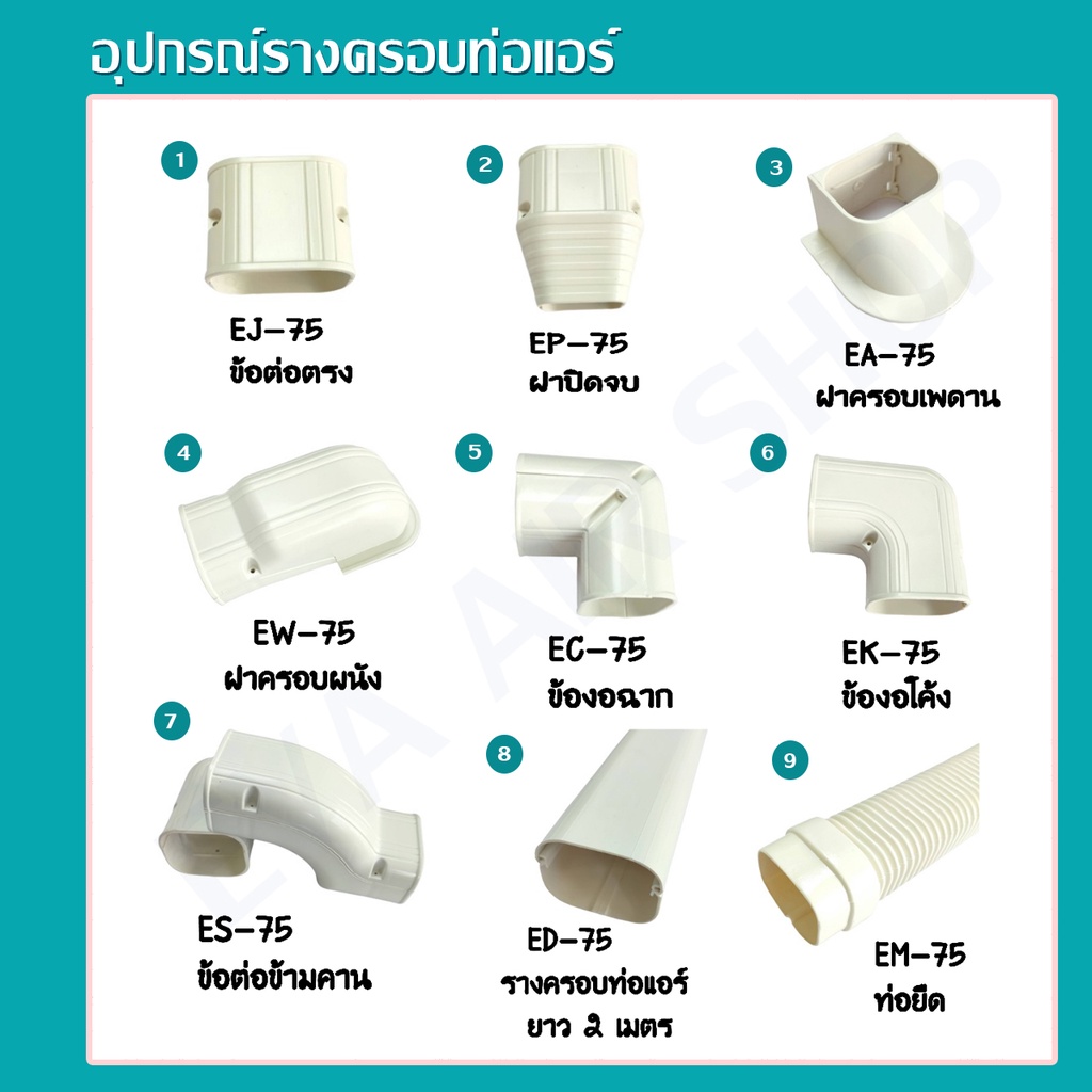 ew-75-ฝาครอบผนัง-หัวกะโหลก-ครอบท่อแอร์-ไซส์-75-1-ชิ้น-อุปกรณ์รางครอบท่อแอร์-รางแอร์