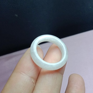 แหวนหยกพม่าแท้ธรรมชาติเจไดท์ type A หยกขาวไอซี่เจด