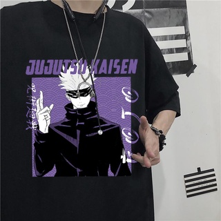 【hot sale】เสื้อยืดโอเวอร์ไซส์เกาหลีฮาราจูกุอะนิเมะเสื้อยืดผู้ชาย Jujutsu Kaisen Yuji Itadori พิมพ์ U Nisex แขนสั้นเสื้อย