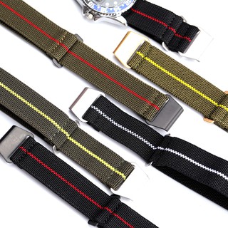 นำเข้า MN Paratrooper Parachute Elastic Strap 20MM 21MM 22MM Black Green NATO Woven Nylon Mens Watch Strap