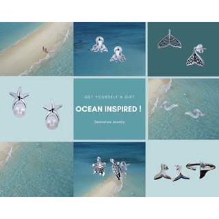 💙 เงินแท้ 925 เครื่องประดับเงิน ลายทะเล เรียบ หรู น่ารัก ธีม ทะเล 🌊 Ocean inspired Jewelry 💎