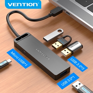 Vention Usb Hub 4 พอร์ต Ultra Slim 3 . 0 / 2 . 0 Hub ความเร็วสูงพร้อม Micro Power Supply สําหรับโน้ตบุ้ค Pc