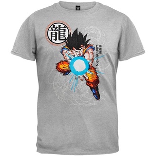 【🔥🔥】100%cotton เสื้อยืดผู้ชาย Dragon Ball Z - Mens Goku Fireball T-Shirt - Medium Grey men เสื้อ ยืด ผู้ชาย คอกลม โอเว