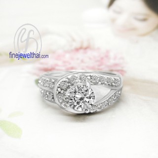 Finejewelthai แหวนเพชร-แหวนเงิน-เพชรสังเคราะห์-เงินแท้-แหวนหมั้น-แหวนแต่งงาน-Diamond CZ-Silver-Wedding-Ring - R1157cz