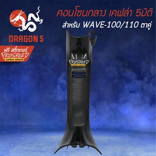 คอนโซนกลาง WAVE-100/110 เก่า เคฟล่า 6มิติ +ฟรี สติ๊กเกอร์ PROSPEED 1อัน WAVE-100 ตาคู่