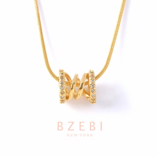 BZEBI สร้อยคอเพทาย ชุบทอง ผู้หญิง แฟชั่น necklace สไตล์เกาหลี ทอง ทองคำแท้ ประดับเพทาย สไตล์เกาหลี เรียบง่าย เครื่องประดับแฟชั่น สําหรับผู้หญิง 119n