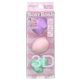 ROSY ROSA ฟองน้ำแต่งหน้า โรซี่ โรซ่า ทรีดี เมคอัพ สปอนจ์ สามมิติ ขนาดเล็ก ผลิตจากโพลียูรีเทน ชุดละ 2 กล่อง กล่องละ 3 ชิ้