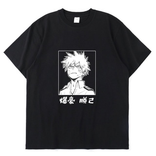 เสื้อยืดลําลอง ผ้าฝ้าย แขนสั้น พิมพ์ลายการ์ตูน My Boku No Hero Academia Katsuki Bakugou โอเวอร์ไซซ์ สไตล์ฮาราจูกุ คลาสสิ