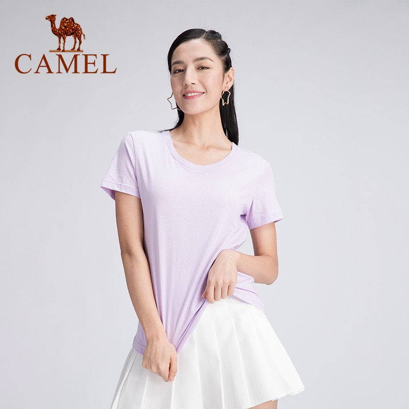 camel-เสื้อยืดกีฬา-ผ้าฝ้ายแท้-แขนห้าส่วน-ทรงหลวม-สําหรับผู้หญิงs-5xl