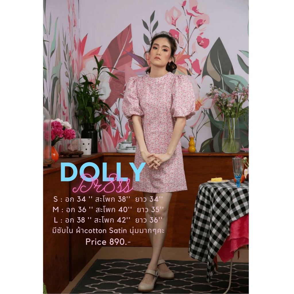 bonita-amp-co-dolly-dress-เดรสสั้น-แขนตุ๊กตา-ลายดอกไม้สีชมพู-เดรสลายดอก