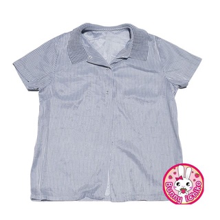 Teroron เสื้อเชิ๊ต ลายทาง อก 36 นิ้ว สภาพดี สีเทา
