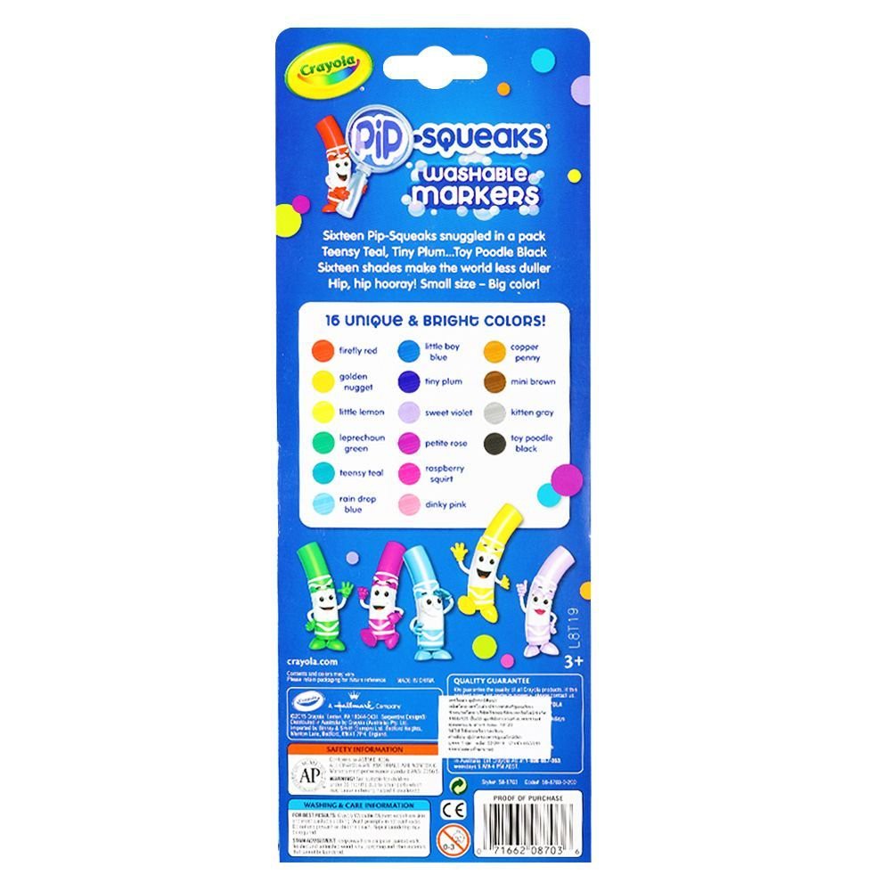 washable-pip-squeaks-markers-crayola-16-colors-สีเมจิกแท่งเล็กล้างออกได้-crayola-16-สี-งานศิลปะ-อุปกรณ์เครื่องเขียน-ผลิต