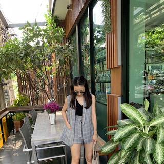 3S.WARDROBE P010 Scotchie Shorts กางเกงขาสั้นลายสก็อต (Grey) สีเทา