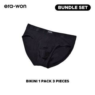 era-won กางเกงในไข่สะอาด Zinc Plus Anti-bac Underwear bikini สี Black  (3 แพ็ค 9 ชิ้น)