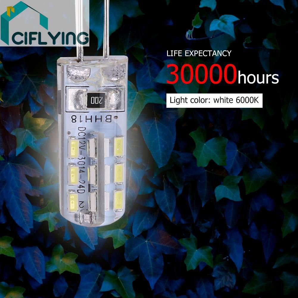 ciflying-g-4-หลอดไฟ-led-2-w-dc-12v-24-smd-3014-110-lm-ซิลิโคนสีขาว