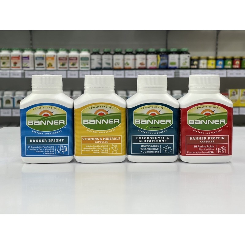 Banner แบนเนอร์ Bright ,Protein ,Chlorophy , vitamins&minerals เสริม ...