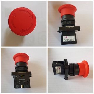 สวิตซ์ปุ่มกดฉุกเฉิน สีแดง Emergency Stop Switches แบบกดล็อคหมุนเด้งกลับ ขนาด 22 mm.