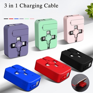 4 In 1 ขาตั้งโทรศัพท์มือถือ Micro USB Type-C ทรงสี่เหลี่ยม ยืดหดได้ สายชาร์จ Android
