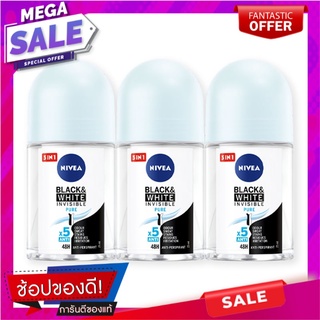 นีเวีย แบล็คแอนด์ไวท์ โรลออน ขนาด 25 มล. แพ็ค 3 ขวด ผลิตภัณฑ์ดูแลผิวกาย Nivea Black And White Roll-on 25 ml x 3