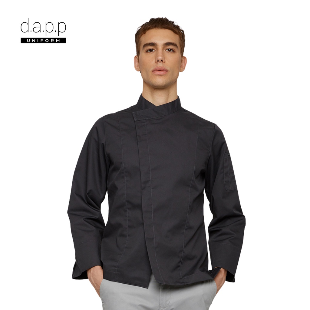 ภาพหน้าปกสินค้าdapp Uniform เสื้อเชฟ แขนยาว กระดุมซ่อน Denton Gray Pressed Button Longsleeves Chef Jacket สีเทา(TJKA1020) จากร้าน dappuniform บน Shopee