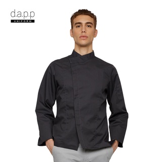 สินค้า dapp Uniform เสื้อเชฟ แขนยาว กระดุมซ่อน Denton Gray Pressed Button Longsleeves Chef Jacket สีเทา(TJKA1020)