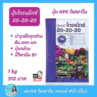 ปุ๋ย โกรแม็กซ์ 20-20-20 กิฟฟารีน ปุ๋ยทางใบ ปุ๋ยบำรุงต้น fertilizer ปุ๋ยกล้วยไม้ เร่งต้น เร่งดอก ผล Aor99 สวน ปุ๋ยข้าว