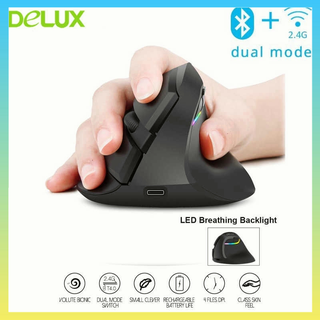 ภาพหน้าปกสินค้าDelux M618 Mini Bluetooth + 2.4G Wireless Mouse Gaming Optical Mouse Vertical Ergonomic Rechargeable RGB Backlit Mice ที่เกี่ยวข้อง