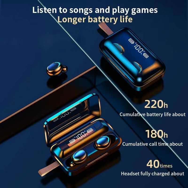 ภาพหน้าปกสินค้าTWS Wireless bluetooth 5.0 headset Earphone Earbud หูฟังบลูทูธ สเตอริโอ หูฟังเล่นเกมส์ แยกเสียงซ้ายขวา รุ่น F9-5