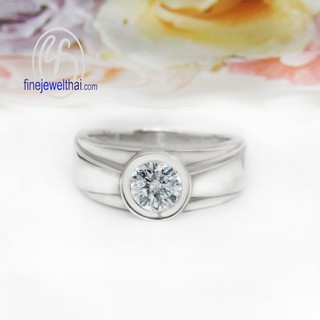 Finejewelthai แหวนเพชร-แหวนเงิน-เพชรสังเคราะห์-เงินแท้-แหวนหมั้น-แหวนแต่งงาน-Diamond CZ-Silver-Wedding-Ring - R1165cz