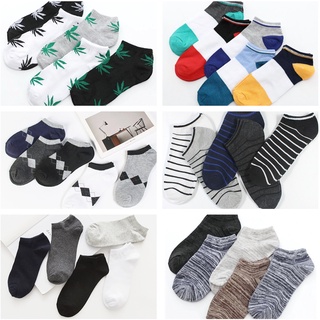 สินค้า 5 Pairs men\'s socks Breathable men short socks Fashion Stripes men ankle invisible socks