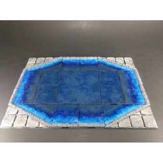 Stone Pool Tiles Set - เซ็ทฉากสระน้ำ สำหรับ Miniature, Boardgame, War game, RPG Game (ยังไม่ลงสี)