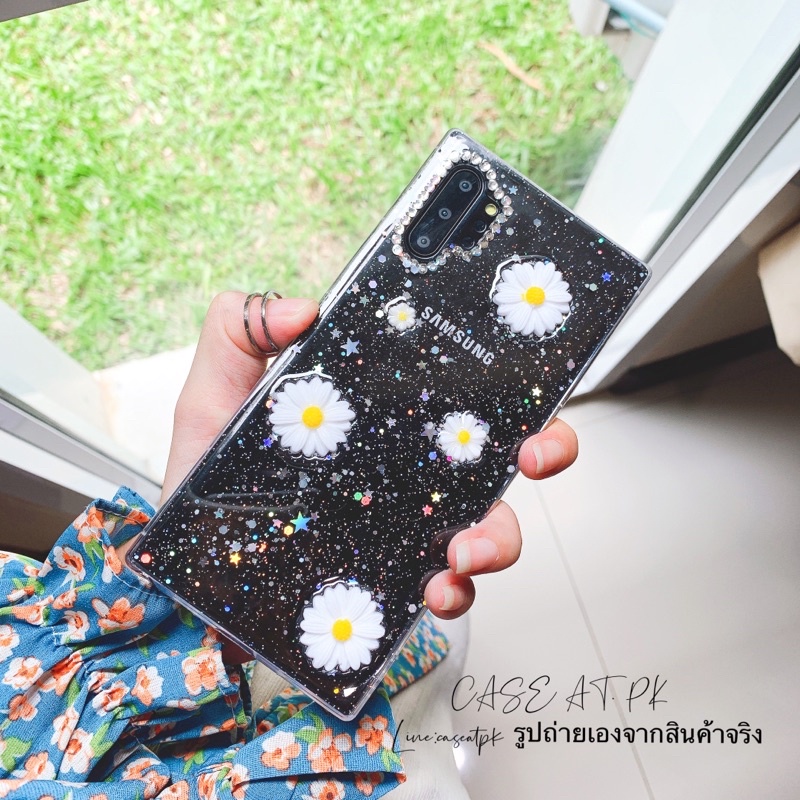 ร้านไทย-เคสเดชี่-case-galaxy-samsung-s21-ultra-note20-ultra-a52-iphone-12-promax-ดอกไม้-กากเพชร