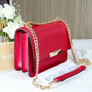 🎀 (สด-ผ่อน) กระเป๋าสะพาย สีแดง 6 นิ้ว งาน Shop MK 32S9GJ4C0L Michael Kors Jade XS Gusset Crossbody Leather