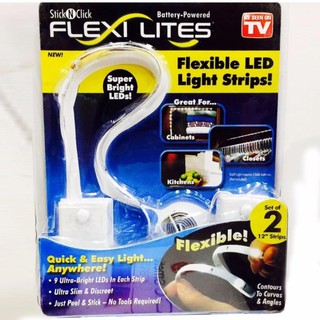 Flexi Lites ไฟ LED ชนิดเส้น ยืดยาว ปรับโค้งงอ เข้ามุม ได้ ไม่ต้องเดินสาย ติดตู้เสื้อผ้า ห้องครัว 1 แพ็ค บรรจุ 2 ชิ้น