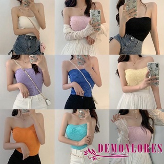 Demq- เสื้อท็อปส์ แขนกุด เกาะอก ลําลอง สีพื้น แฟชั่นฤดูร้อน สําหรับผู้หญิง และผู้ใหญ่