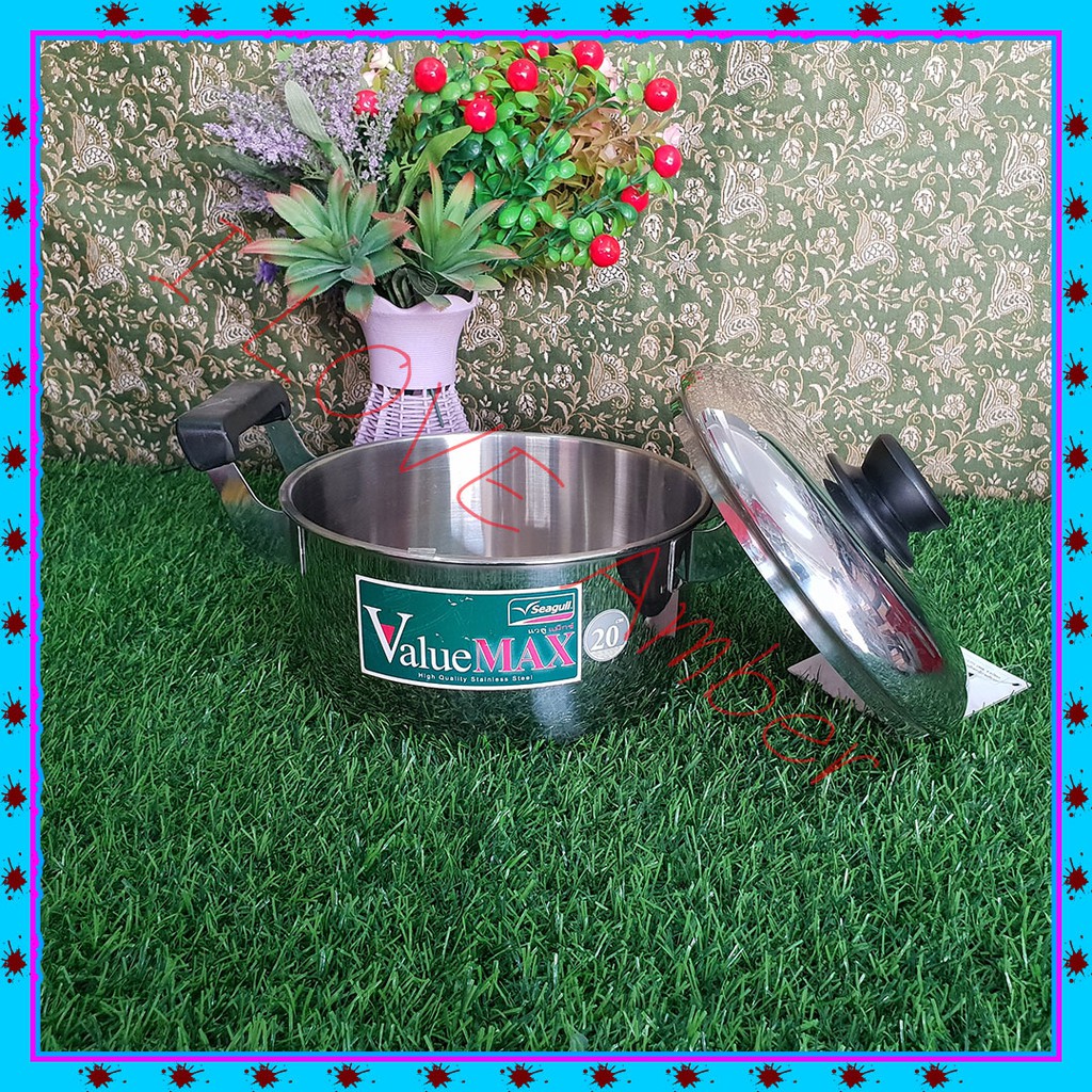 seagull-pot-high-chrome-stainless-steel-20-cm-หม้อ-2-หูสแตนเลส-หม้อไร้สารตะกั่ว-หม้อสแตนเลสใช้ในร้านอาหาร-เครื่องตกแต่ง