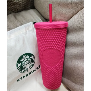 Starbucks แก้วหนาม Bling Ruby Pink Cold Cup 24oz.