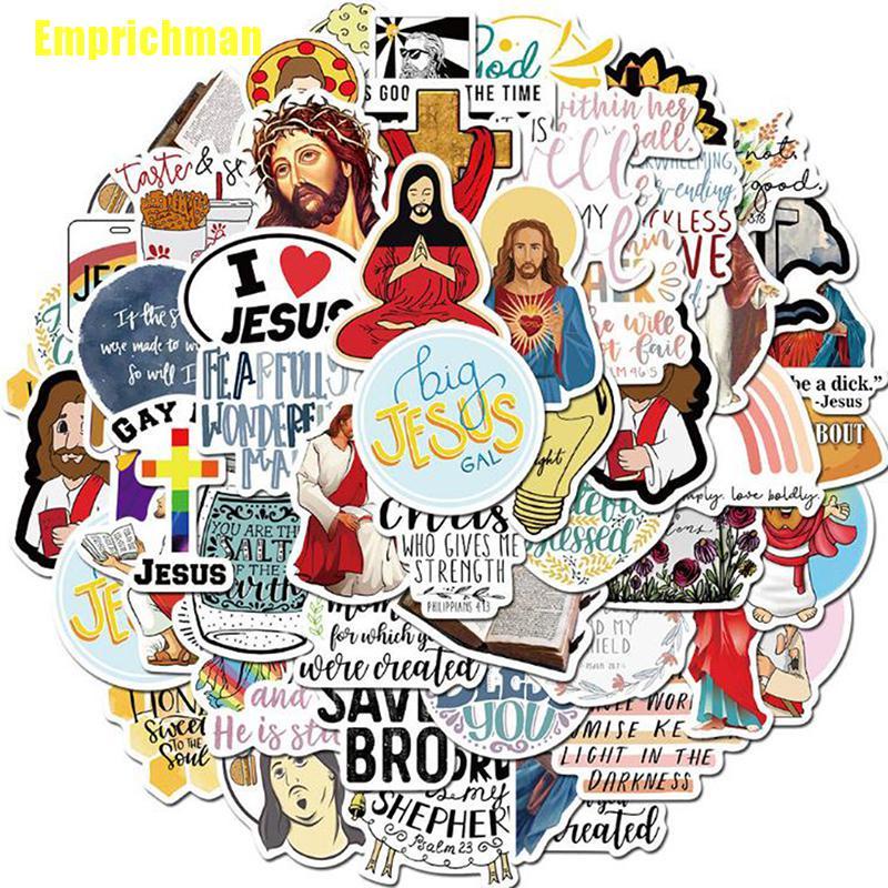 emprichman-สติกเกอร์-ลายการ์ตูนพระเยซูคริสเตียน-สําหรับตกแต่งกระเป๋าเดินทาง-สเก็ตบอร์ด-50-ชิ้น