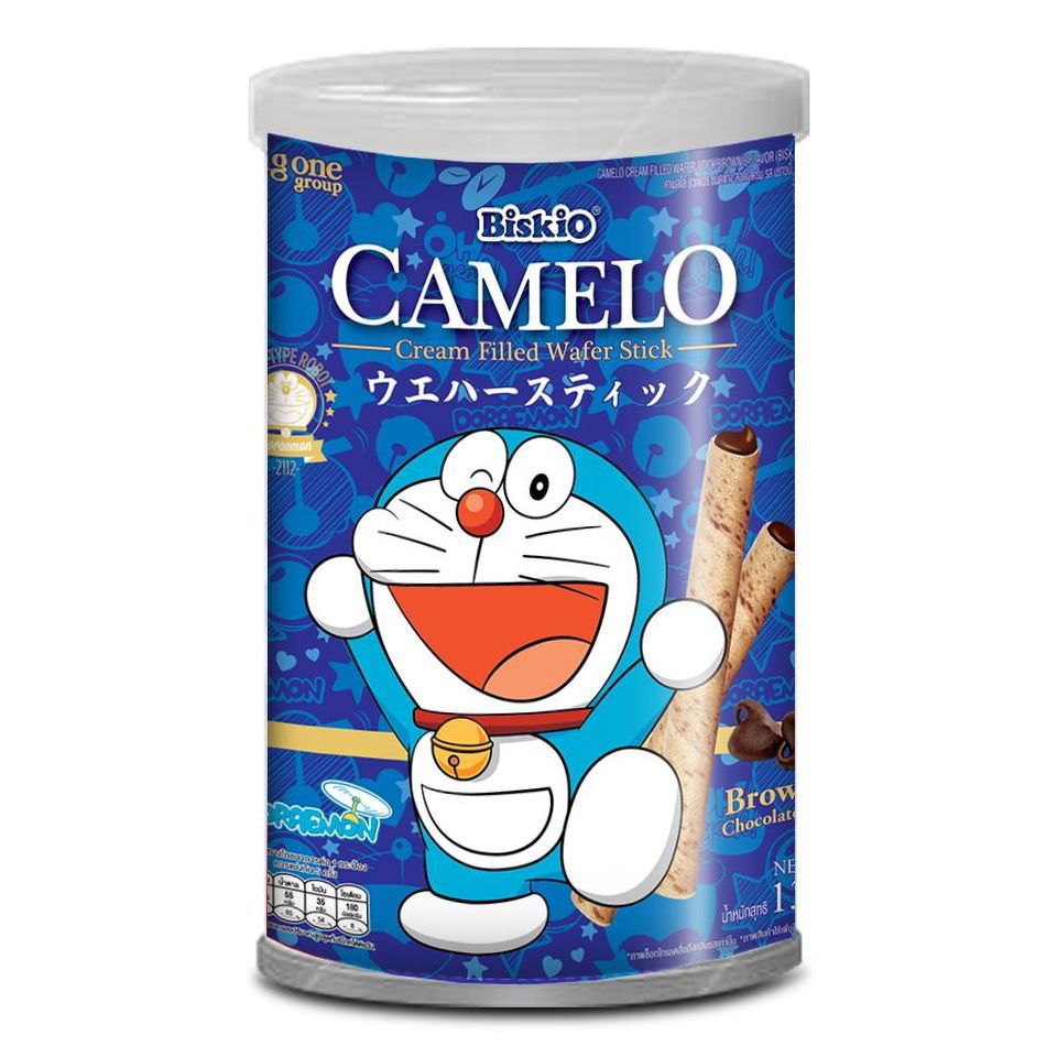 บิสคิโอ คาเมลโล โดราเอมอน เวเฟอร์สอดไส้ครีมเต็มแท่ง 135ก. Biskio Camelo ...