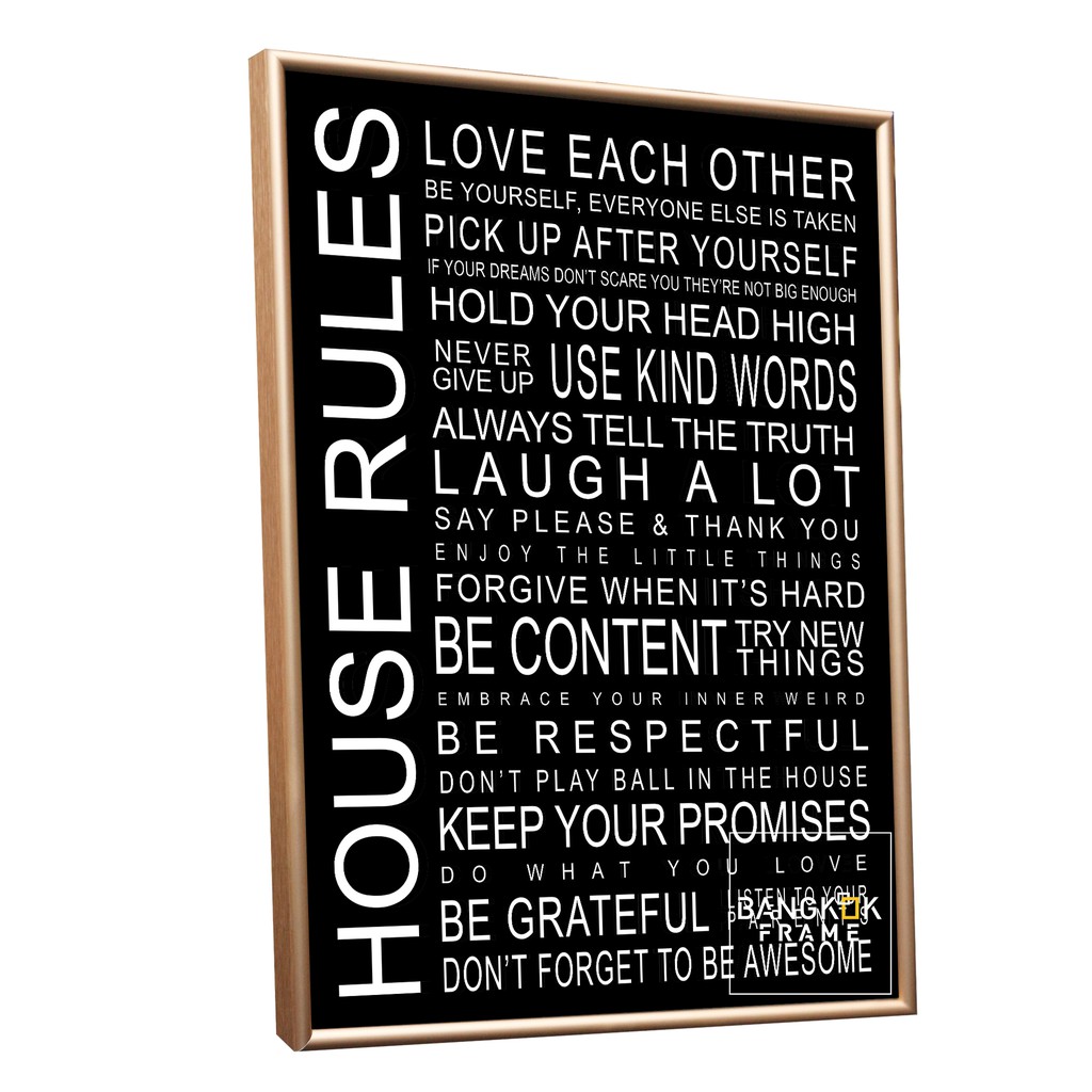 bangkokframe-คำคมพร้อมแขวน-กรอบคำคม-quote-frame-กรอบรูปพร้อมแขวน-house-rules-30x40-ซม-ของขวัญ-ของแต่งบ้าน