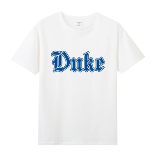 เสื้อยืดสีขาว∋♚℗บาสเก็ตบอล American ที่มีชื่อเสียง Duke University ncaa พิมพ์รอบผ้าฝ้ายแขนสั้นเสื้อยืดผู้ชายและผู้หญิงฤด