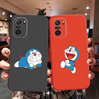 เคสโทรศัพท์มือถือ ขอบสี่เหลี่ยม ลายโดราเอมอน สําหรับ Xiaomi Redmi Note 10 Pro 9S 9A POCO X3 NFC M3 Pro 5G