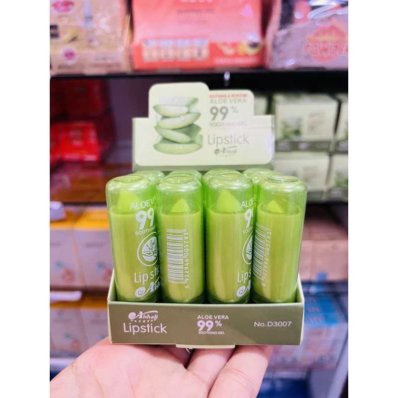 ขายยกกล่อง12ชิ้นนะคะ-ลิปสติก-ว่านหางจระเข้-aishali-aloe-vera-99-lip