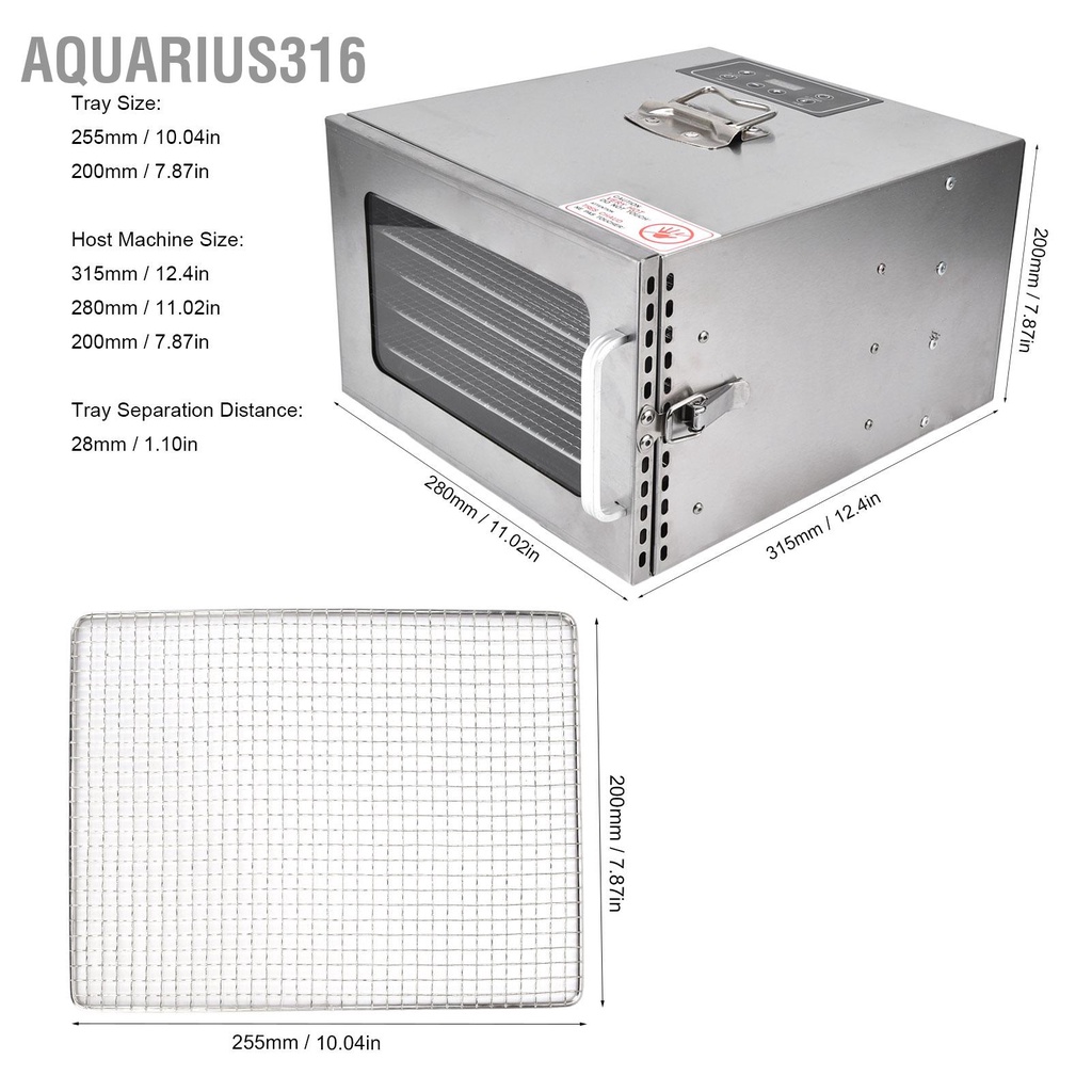 aquarius316-เครื่องอบแห้งไฟฟ้า-สเตนเลส-400w-6-ถาด-สําหรับผัก-ผลไม้