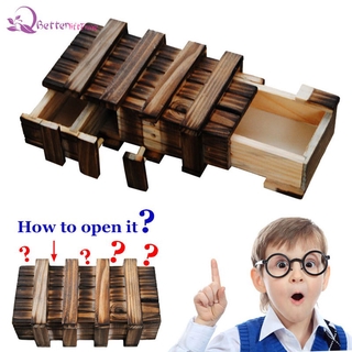 #ของเล่น# Magic Compartment Wooden Puzzle Box With Secret Drawer Brain Teaser Educational Toys Child Kids Christmas Birthday Gift