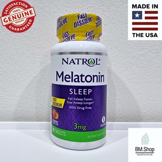 ภาพขนาดย่อของภาพหน้าปกสินค้าNatrol, Melatonin, Fast Dissolve, Strawberry Flavor, 3 mg, 90 Tablets จากร้าน bmshopvitamin บน Shopee ภาพที่ 1