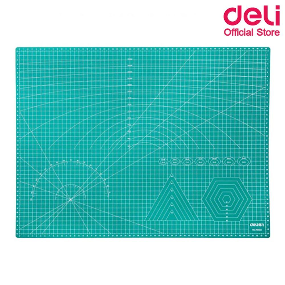 ภาพหน้าปกสินค้าDeli 78402 Cutting Mat PVC A2 แผ่นรองตัดกระดาษ สีเขียว แบบสองด้าน PVC ขนาด A2 (600 x 450mm) อุปกรณ์สำนักงาน แผ่นรองตัด