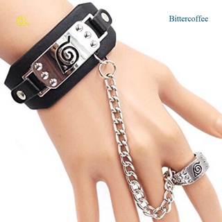 Bittercoffee Anime Bracelet With Finger Ring,PU Leather Wristband For Men And Women( Attack On Titan  Wings Of Liberty)