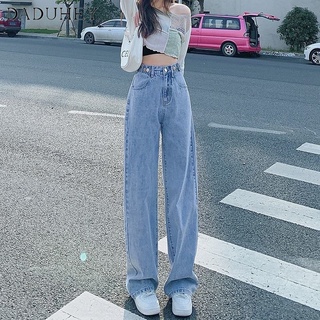DaDuHey💕 Womens 2022 Korean-Style High Waist Thin Loose Slimming and Wide Leg Straight Mop Jeans